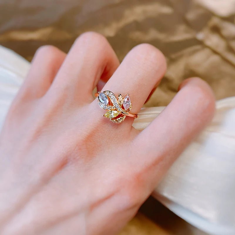 Gold Crystal Flower Ring