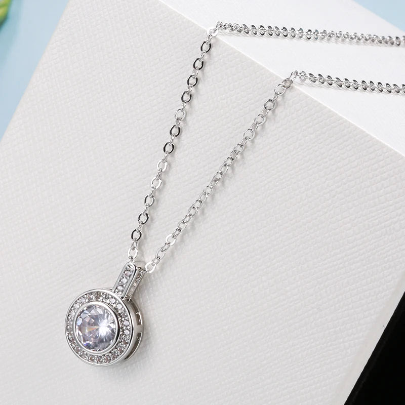 Simple Shiny Natural Zircon Round Pendant Necklace