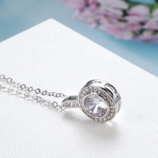 Simple Shiny Natural Zircon Round Pendant Necklace