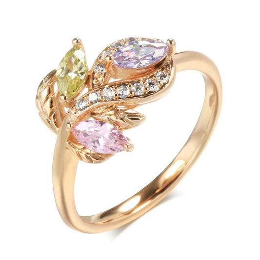 Gold Crystal Flower Ring