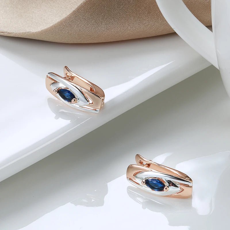 Luxury Blue Stone Earrings Ring Setircon