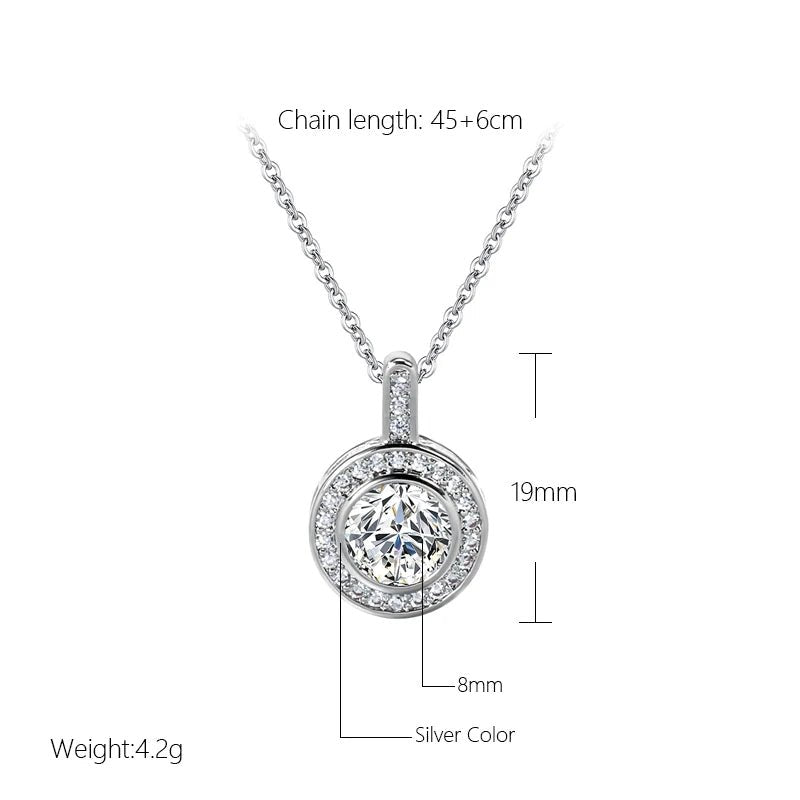 Simple Shiny Natural Zircon Round Pendant Necklace