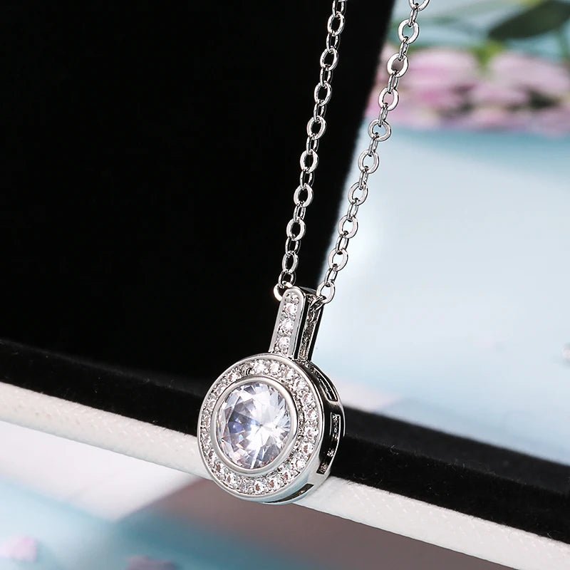 Simple Shiny Natural Zircon Round Pendant Necklace