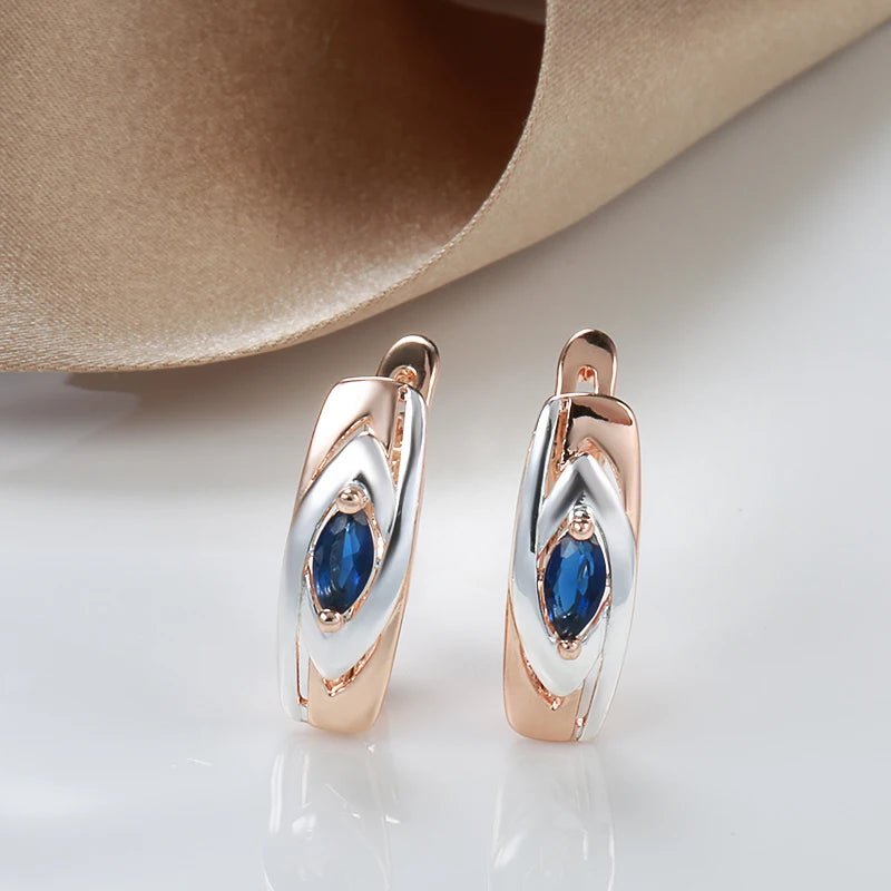 Luxury Blue Stone Earrings Ring Setircon