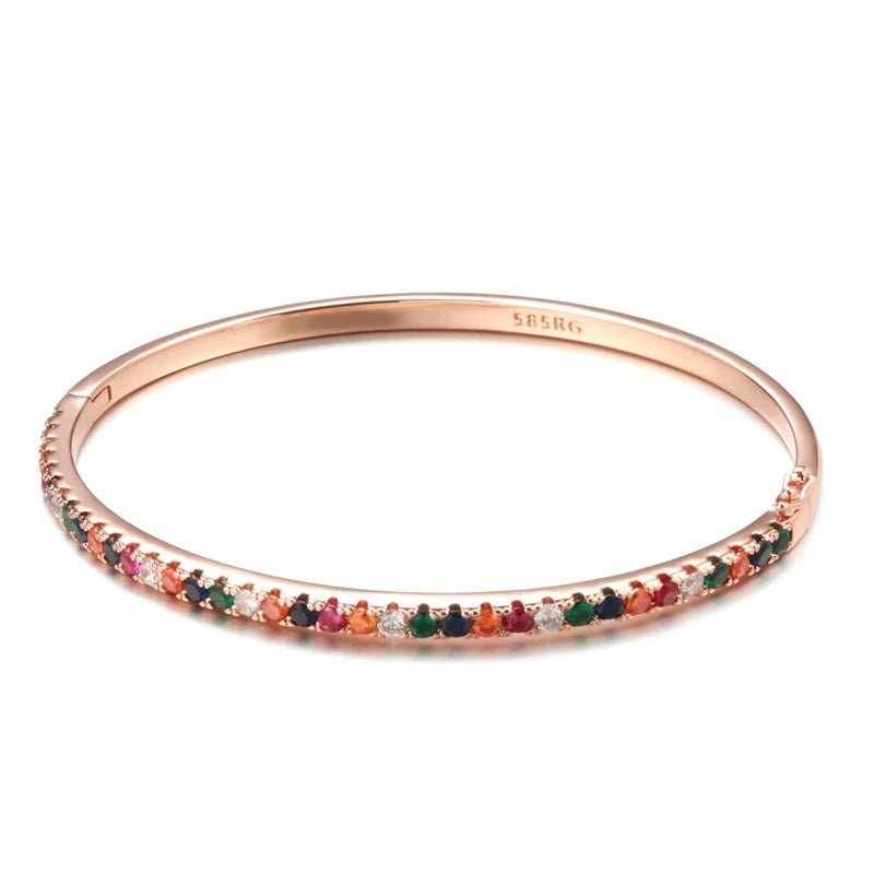 Rose Gold Bangles Colourful Natural Zircon