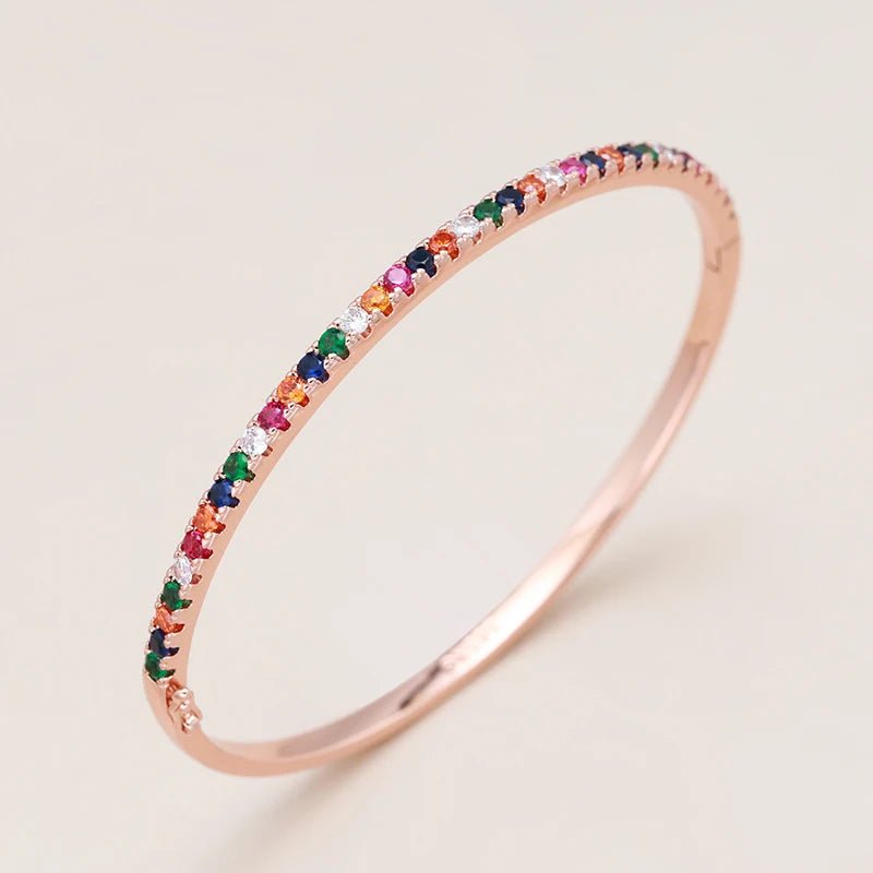 Rose Gold Bangles Colourful Natural Zircon