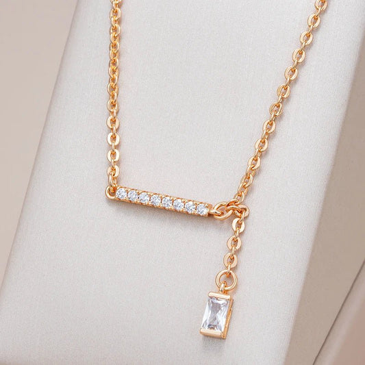 Luxury Square Natural Zircon Pendant Necklace