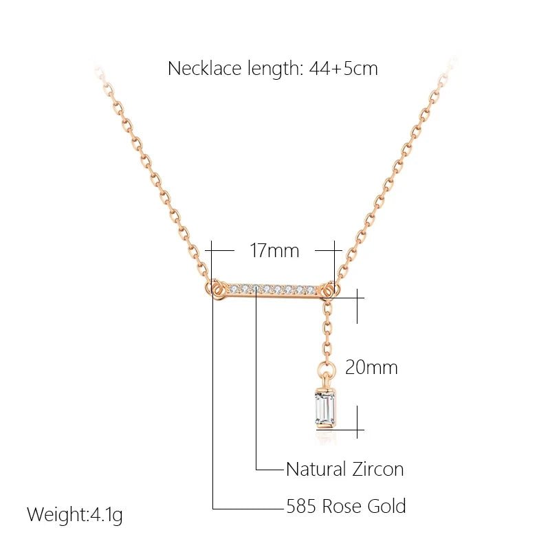 Luxury Square Natural Zircon Pendant Necklace