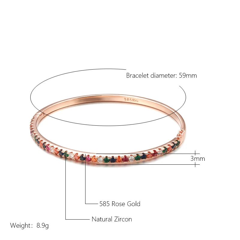 Rose Gold Bangles Colourful Natural Zircon