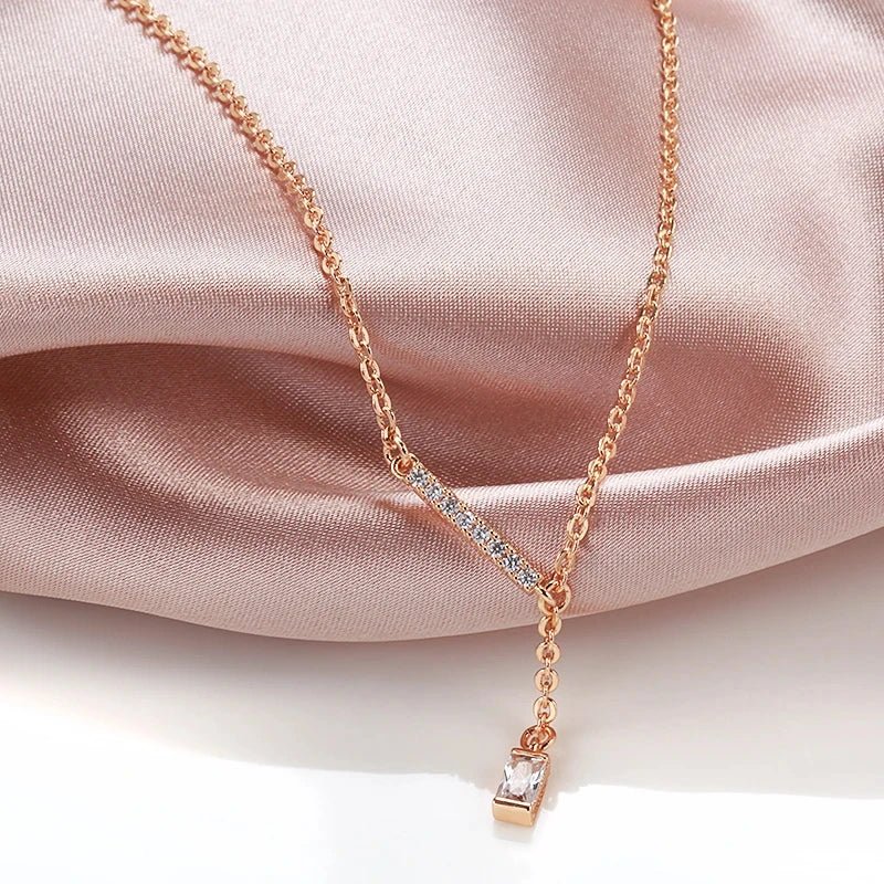 Luxury Square Natural Zircon Pendant Necklace