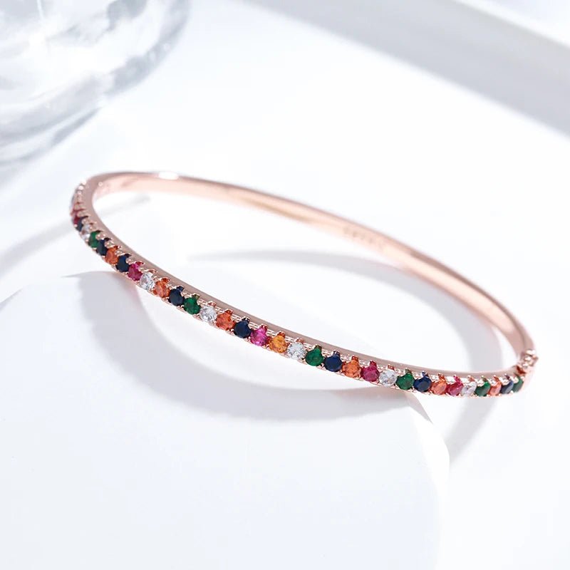 Rose Gold Bangles Colourful Natural Zircon