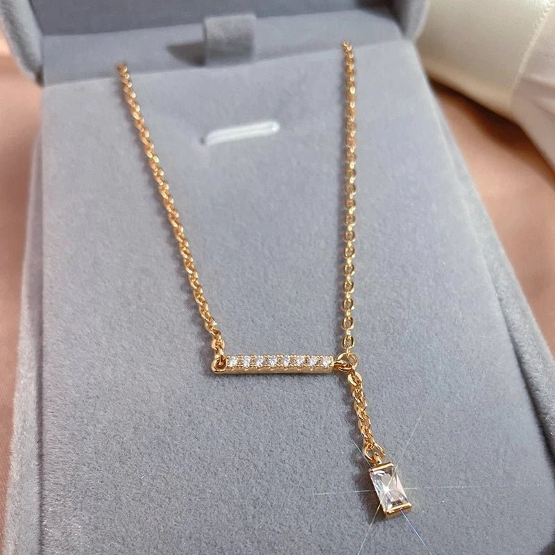 Luxury Square Natural Zircon Pendant Necklace