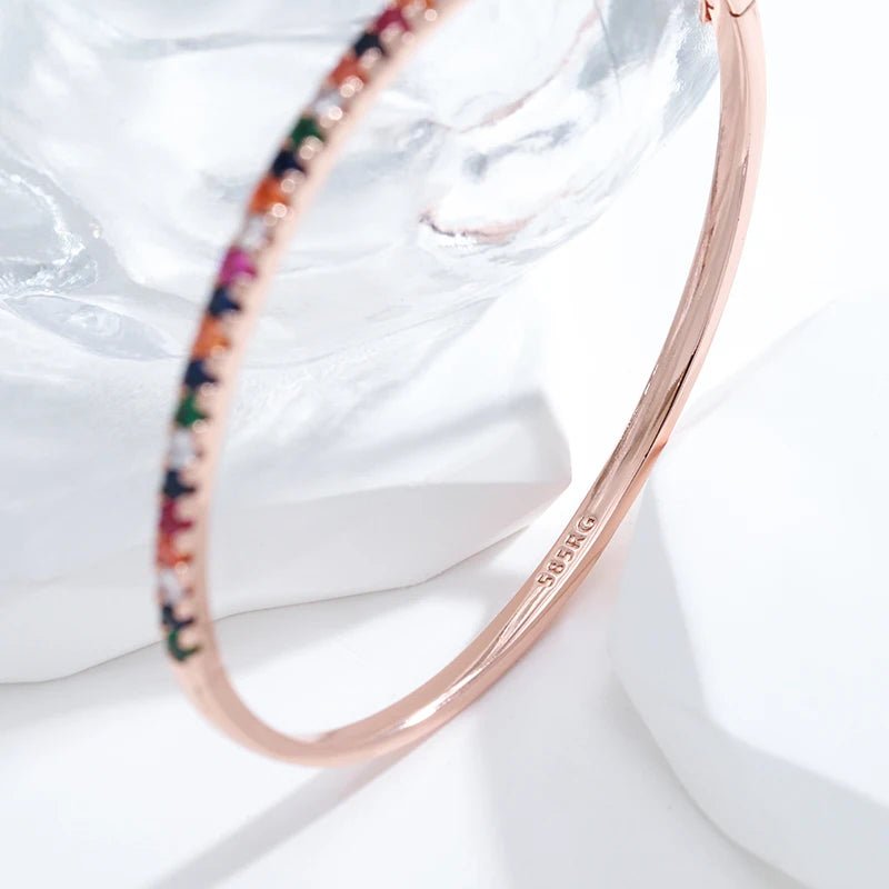 Rose Gold Bangles Colourful Natural Zircon